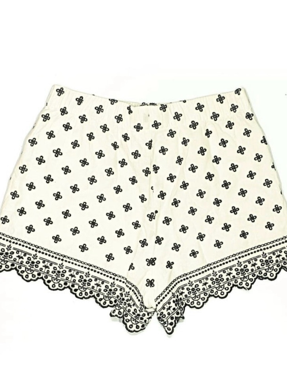 Abercrombie & Fitch White High-Waist Eyelet Shorts with Black Trim - Picture 2 of 3